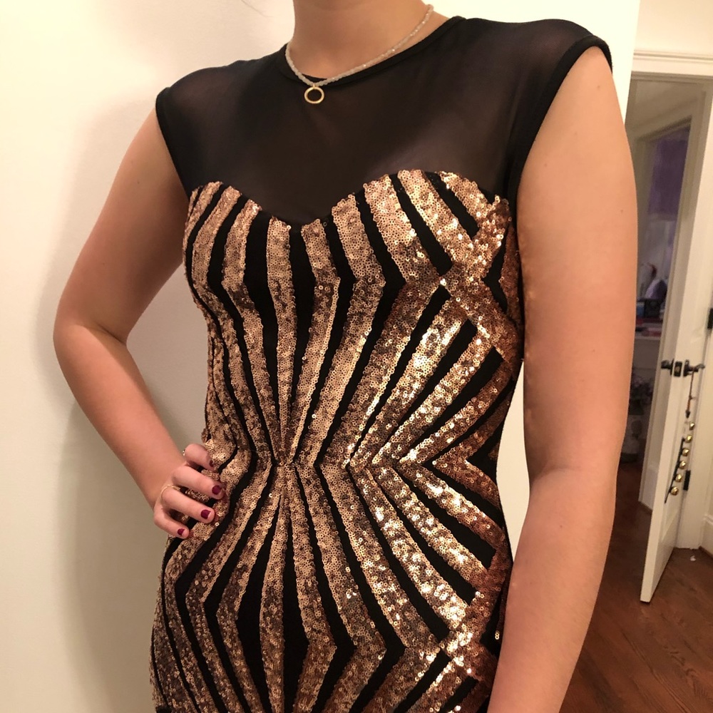Gold sequined Forever 21 bodycon.